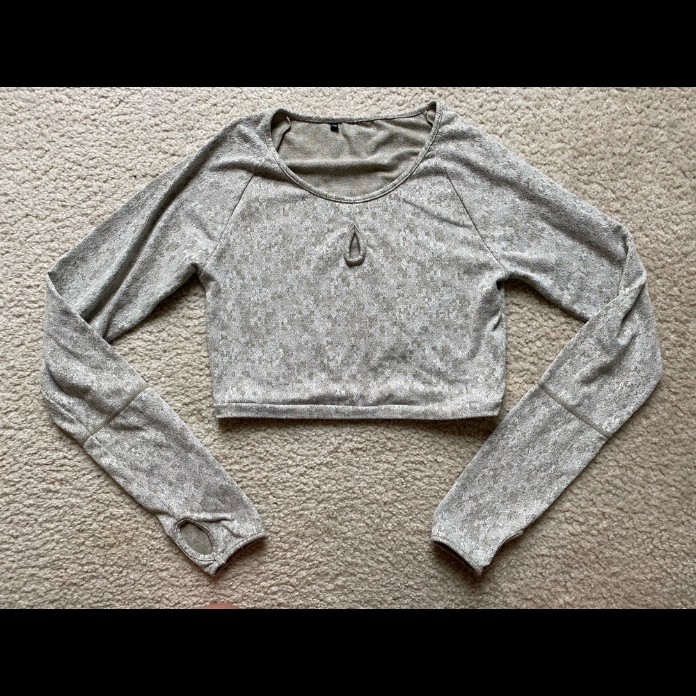 Gymshark fleur khaki green crop long sleeve small